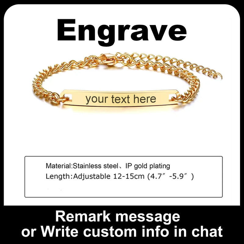 Customized Heart Bracelet for Little Girl Boy, Engravable ID Name Bracelet, Personalized Stainless Steel Chain Birthday Gift