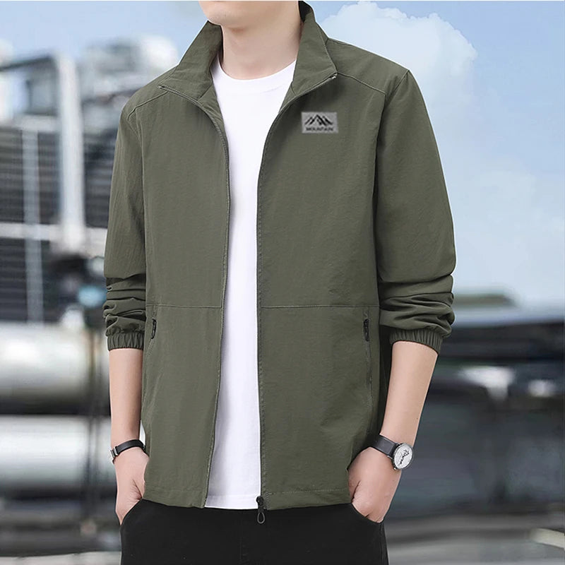 Spring/Summer Men's Solid Color Jackets, Casual Sport Coats, High-Quality Waterproof Men's Coats, Business Coats