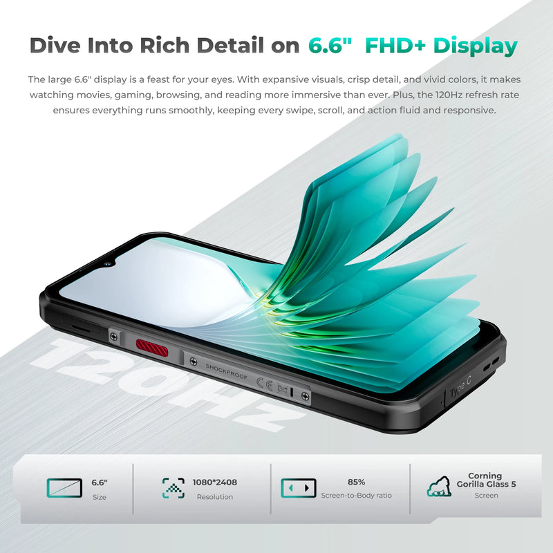 Oukitel WP62 5G Rugged Smartphone Android 15, 6.6" FHD+ 108MP Camera 48GB(16+32) +512GB Mobile Phone, 11000mAh 33W Cellphone
