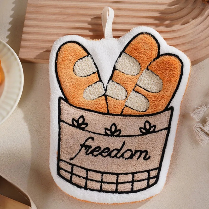 New Coffee Print Hand Towel Kitchen Bathroom Kids Bathing Small Towels Soft Absorbent Tableware Cleaning Hanging Towel