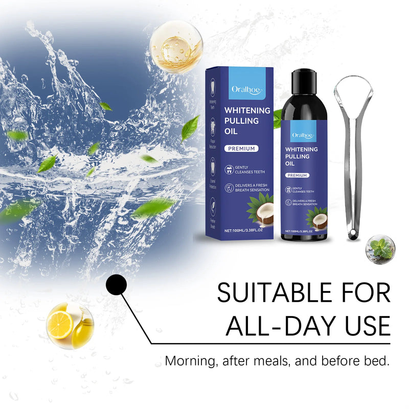 Peppermint Coconut Oil Pulling Mouthwash for Mint Mouthwash Teeth Deep Cleaning for Teeth Gum Fresh Breath with Tongue Scraper
