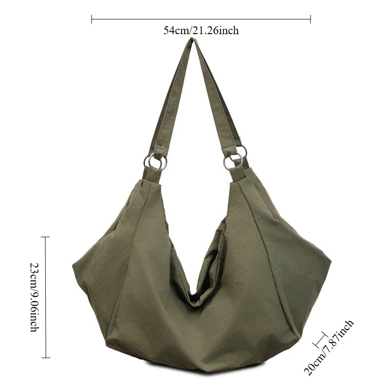 Japan Style Lightweight Shoulder Crossbody Bag Casual Nylon Women Big Bag Simple Student Handbag Fashion Commuting Hobos Bag