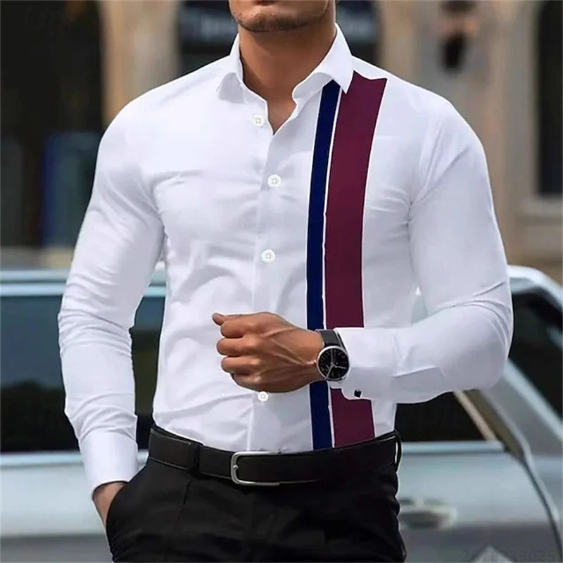 Men's fashionable contrast color striped long sleeve | SAMAG