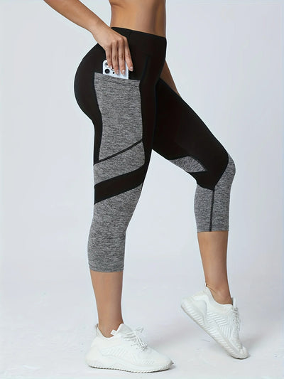 Women's Patchwork Pocket High Waist Yoga Pants Capri | SAMAG