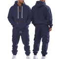 Men's Heavyweight Fleece - Lined Casual Tracksuit Set for Winter - Loose - Fit, Half - Zip, 2 - Piece - View 6 | SAMAG