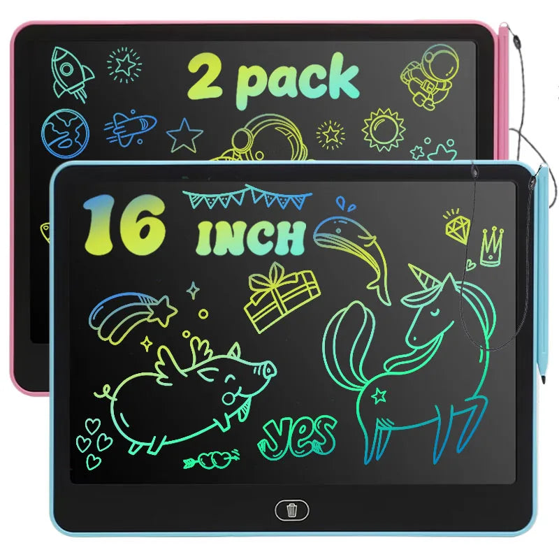 2-Pack 16-Inch LCD Writing Tablet Digital Drawing Tablet Handwriting Pads Portable Electronic Tablet Board For 3-8 Years Kids