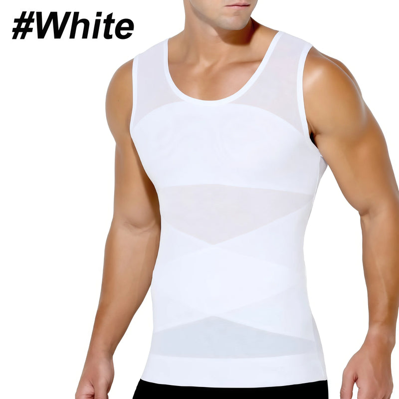 Sleeveless Body Shaper Vest for Men, Mesh Invisible Cross Compression Undershirt,Tummy Control Slimming Shapewear for Beer Belly