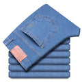 Summer Thin Men's Elastic Cotton Jeans Fashion Blue | SAMAG