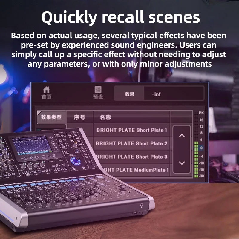 High Performance 12 Channel Digital Audio Mixer Bluetooth Sound Controller Professional DJ Console for Stage Studio Live