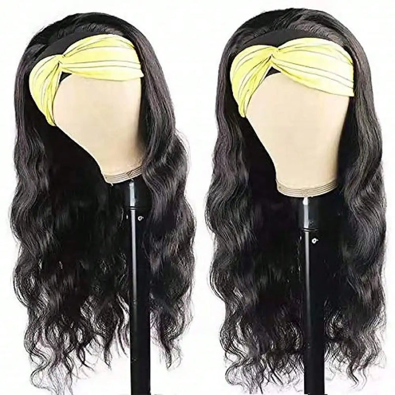 38 Inch Body Wave Headband Wig for Women Human Hair Wear and Go Brazilian Virgin Full Machine Human Hair 220 Density
