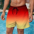 Men's Beach Shorts Gradient Color Block Drawstring Summer | SAMAG