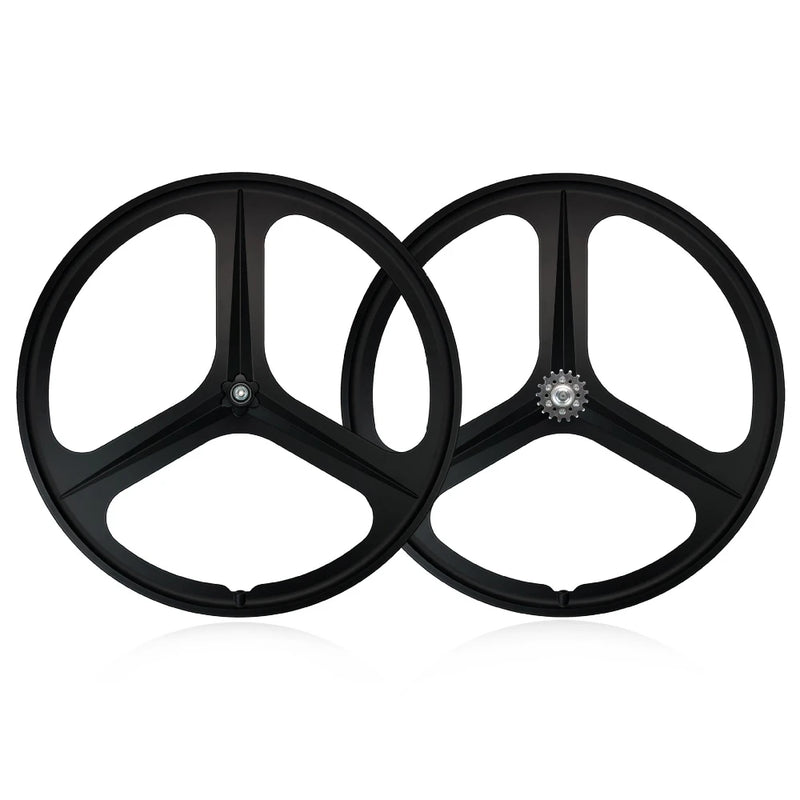 700C 3-Spoke One-Piece Wheelset Magnesium Alloy Road Bike Wheels for Fixed Gear Bicycle Front Rear Rim Bearing Hub Bicycle Parts