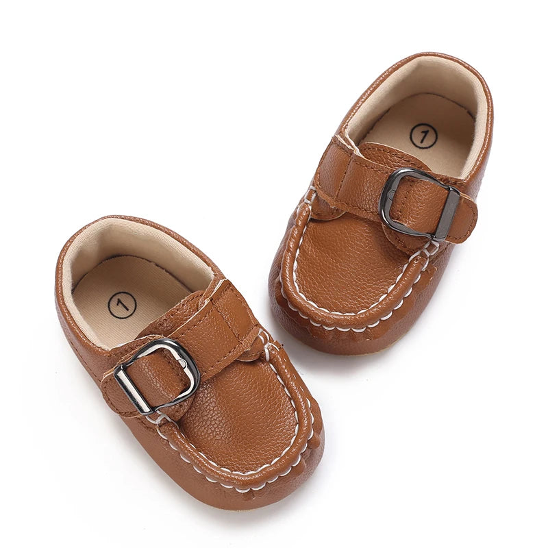 Brown Baptismal Baby Shoes For Boys And Girls Casual Soft Soled Non Slip Baby Shoes For 0-18 Months Baby Walking Shoes
