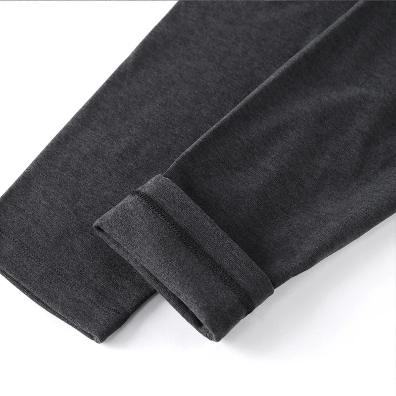 2 Pcs/Set Long Sleeve Thermal Underwear Men Dralon Velvet Fabric Long Johns Pants Front Open Winter/Autumn Warm Suit Solid Color