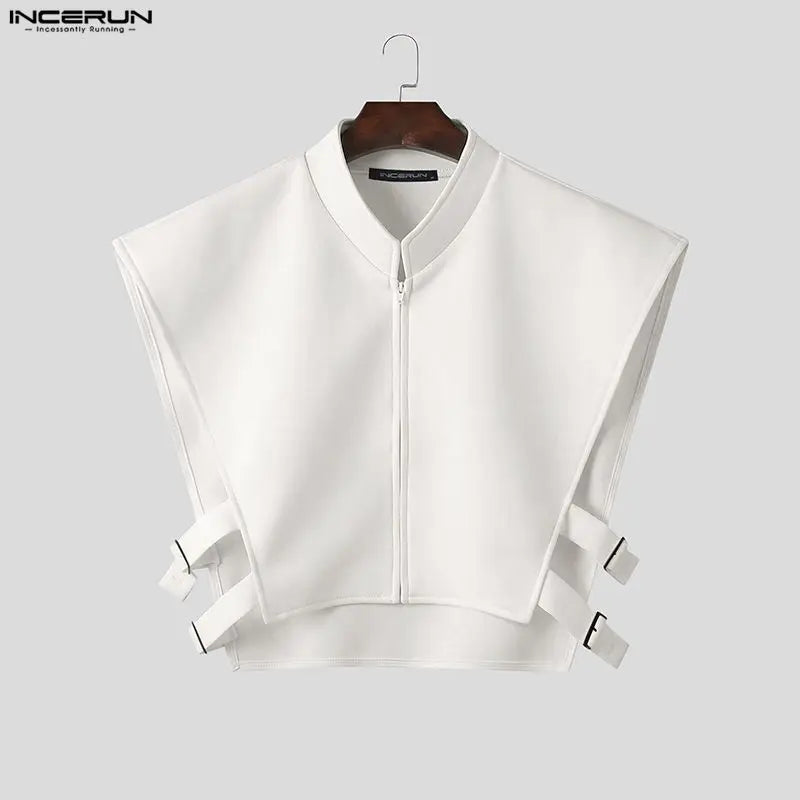 Men Vests Solid Color Stand Collar Sleeveless Zipper Irregular Waistcoats For Man INCERUN Loose Hollow Out 2026 Streetwear Tops
