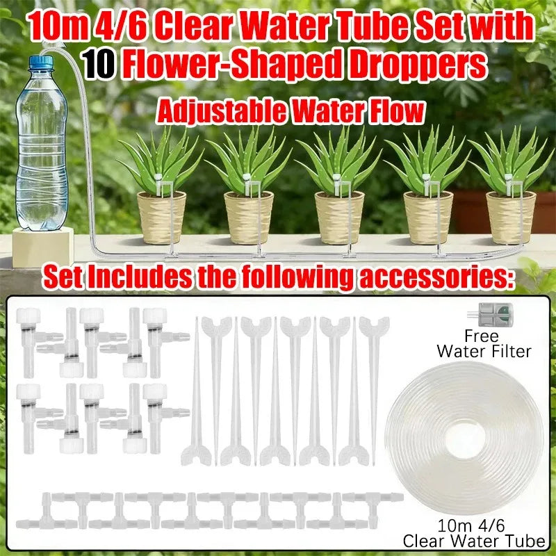 4/7mm Micro Drip Irrigation Kit 2-20m Adjustable Automatic Watering System for Garden Greenhouse Flower Beds Potted Plants