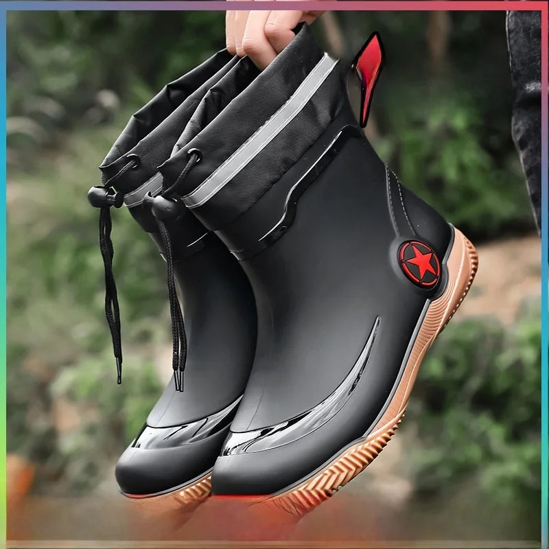 Men's Rain Boots 2026 New Summer Kitchen Work Delivery Rider Slip-Resistant Waterproof Fishing Large Size Water Shoes