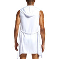 Men's Home Bathrobe Sleeveless Silky Smooth Soft Hooded Sleeping Robe Pajama Comfortable Ultra-thin Lingerie Loose Bathing Suits
