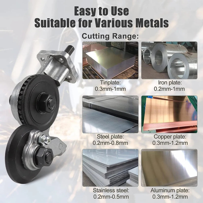 Electric Drill Plate Cutter Attachment Double Headed Free Cutting Tools Iron Metal Sheet Punch Scissors - Visuel 4 | SAMAG