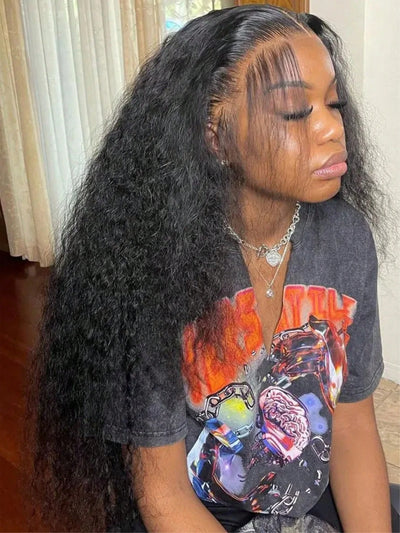 42inch 13x4 13x6 Deep Curly Lace Frontal Wig 250% Density Human Hair Pre Plucked Brazilian Human Hair Wigs For Women
