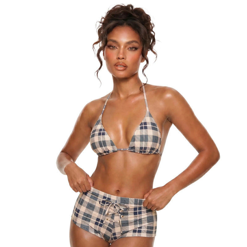 Women's Summer Tie-up Swimsuit, Bikini Top and Boy-Leg | SAMAG