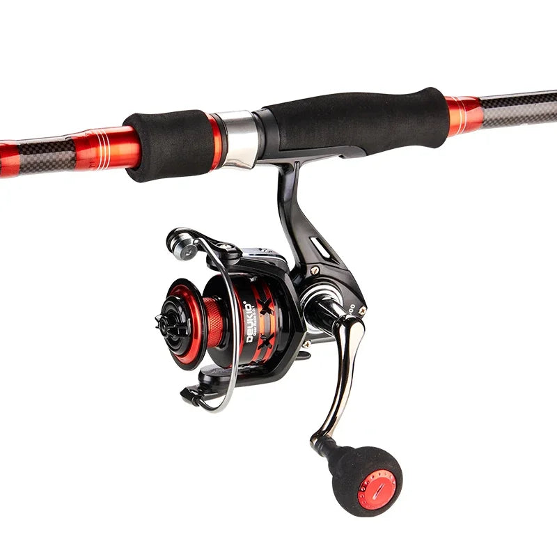 DEUKIO 1.8/2.1/2.4M Fishing Rod Reel Set Ultralight Carbon Fiber Rod and 5.2:1 Gear Ratio Reel Travel Sea Freshwater Fishing Set