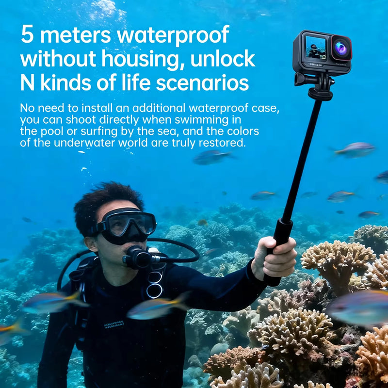 ANSVICAM 5K Dual Screen Action Camera 4K60fps 6-Axis Stabilization Bare Metal Waterproof Sport Camcorder Wifi Helmet Vlog Camera