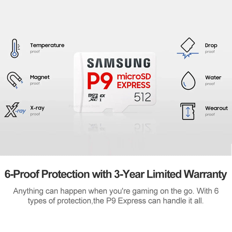 SAMSUNG Micro SD Express Card P9 for Nintendo Switch 2 Accessories 256GB 512GB Transfer Speed up to 800MB/s Game Memory microSD