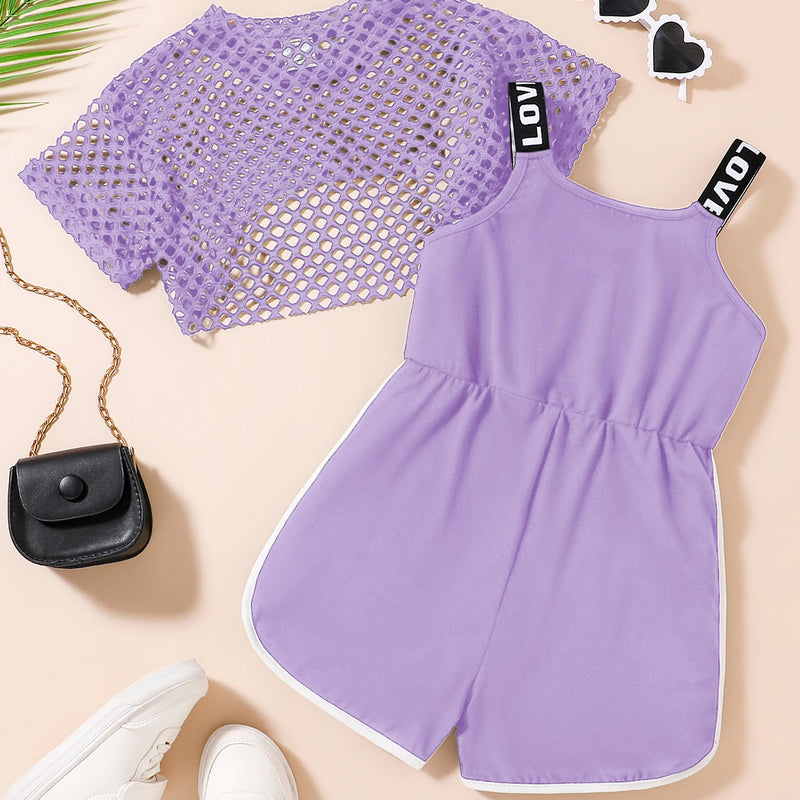 New Girls Summer 3-Piece Set: Ice-Cool Mesh T-Shirt | SAMAG