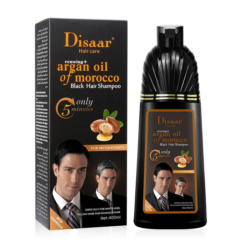 DISAAR 400ML Cover Grey Hair Morocco Argan Oil Care Fast Magic Black Hair Shampoo Dye Repair Damaged Improve Split Hair Rough