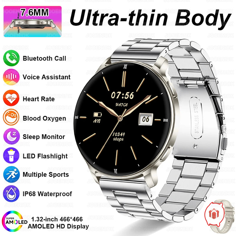 2026 New 1.32" AMOLED Smartwatch Man 466*466 Resolution Bluetooth Call LED Flashlight Fitness Tracker Smart Watch For Men Women