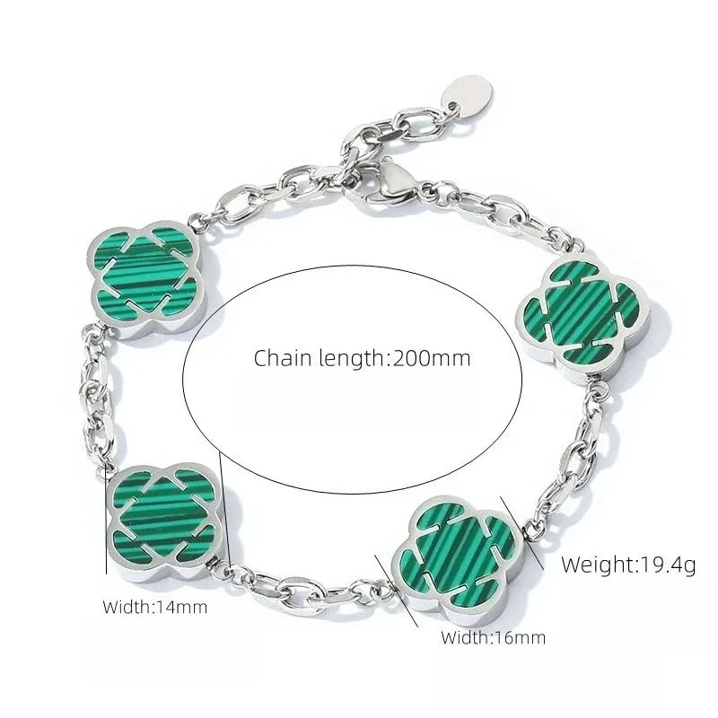 Trendy Men Petal Charms Chain Bracelet,Stainless Steel Natural Shell Chain Wristband, Birthday Anniversary Father Gift