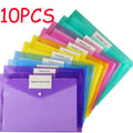 10/5pcs A4 Folders Plastic Envelopes Clear File Folder for Document Poly File with Label Pocket Snap Button for Office Organizer