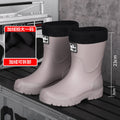 New Men's Style Rain Boots Fashion Mid-calf Waterproof Boots Work Warm Water Boots Wear-resistant Non-slip Fishing Rubber Shoes