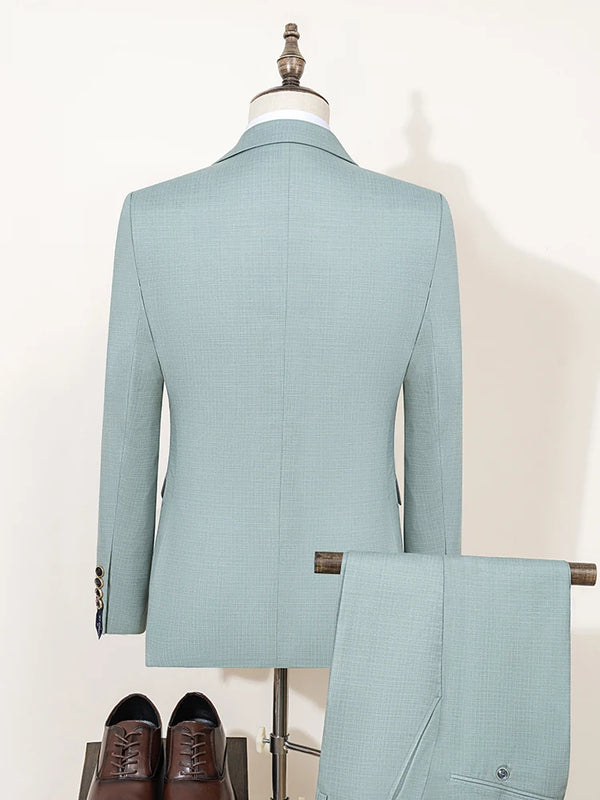 ST Cassy Summer Thin Version Men's Suit Green Slim Fit Formal Business Office Men's Suits（jacket+Vest+Pants）