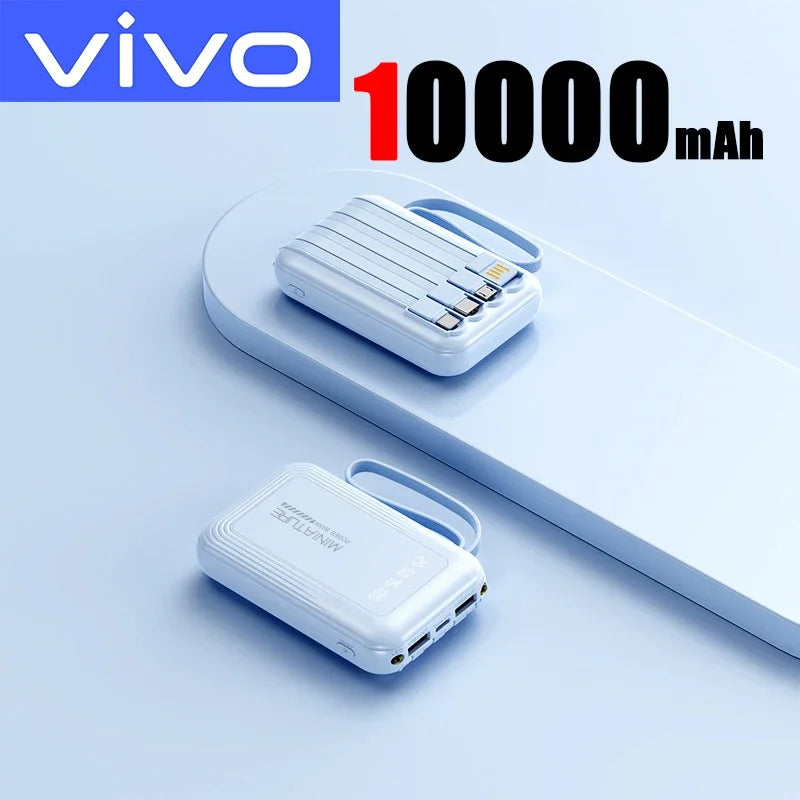 VIVO Mini 500000mAh Power Bank Super Fast Charging 4 in 1 Built in Cables LED Digital Display Power Bank for iPhone Samsung