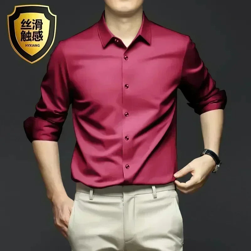 S-6XL Men's Long Sleeve Shirt Luxury Wrinkle Resistant | SAMAG