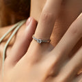 MODIAN 925 Sterling Silver Classic Wedding Elegant Ring Rose Gold Color Line Unique Metallic Contrast Design Jewelry For Women