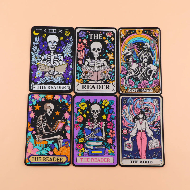 Skeleton Tarot Iron On Patch Clothes Patch For Clothing ADHD Embroidered Patch Garment Apparel Accessories Sewing Stickers