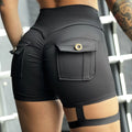 Cargo pocket fitness shorts women's tight leg loop sweatpants peach butt yoga pants