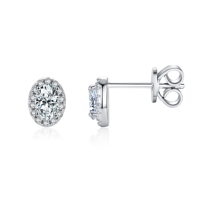 MODIAN Small Exquisite Stud Earrings 925 Sterling Silver Oval CZ Stackable Earrings For Women Date Party Fine Jewelry