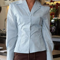 SINGREINY Solid Edgy Long Sleeves Cotton Shirts Women | SAMAG