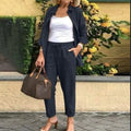 2025 Autumn Spring Casual Suit Women Cotton Linen 2 Piece Set Solid Color Loose Button Shirt + Pants Sets Daily Women's Clothing