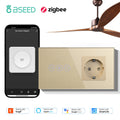 BSEED Zigbee Fans Switches Smart Wall Touch  Speed Control Switch With EU Socket Support Tuya Smart Life Alexa Voice Control