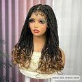 Knotless Box Braided Wig with Wavy Ends Synthetic Lace Frontal 1B-30 Dark Ombre Braided Lace Wig with Baby Hair for Black Women