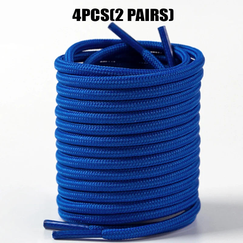 4 Pcs(2 Pairs) Round Shoelaces 4mm for Sneakers Boots, Durable Anti-Slip Sports Laces, 80-160cm Solid Colors Replacement
