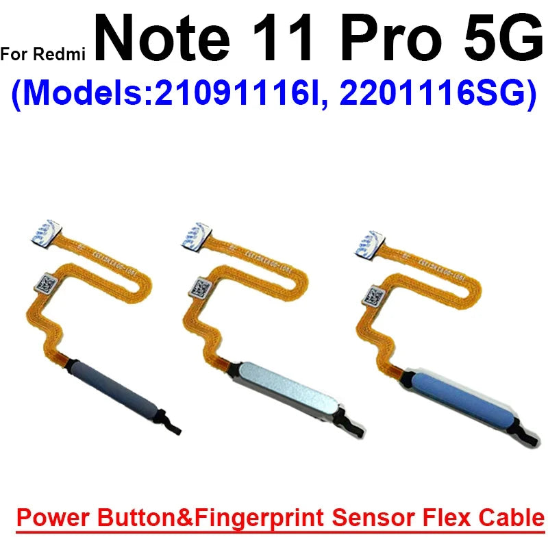 Fingerprint Sensor Flex Cable For Xiaomi Redmi Note 11 11 Pro 11Pro Plus 4G 5G Fingerprint Sensor Power Button Flex Ribbon Parts
