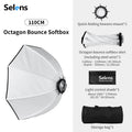 Selens 70/90/110cm Reverse Octagon Umbrella Softbox Bowens Mount Portable Light Softbox for Flash LED Light Photo Studio Kits