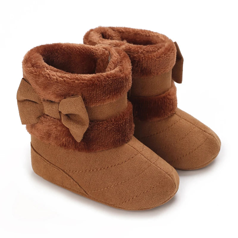 Winter Rubber Sole Baby Girls Boots Cute Bow Warm Plush - View 7 | SAMAG