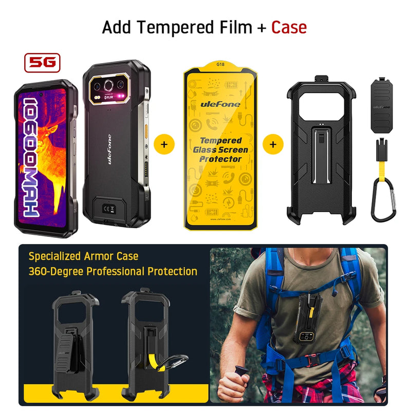 Ulefone Armor 27T Pro+ 5G Rugged Phone 10600mAh Smartphone Android 15 50MP+64MP Night Camera 6.78" Up to 24GB RAM+256GB ROM NFC